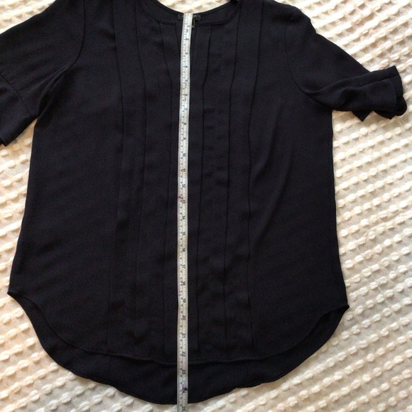 Ann Taylor Navy Flutter Sleeves Blouse with Pleats Size PS - Picture 7 of 9